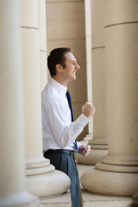 A {fran_dba} client celebrating a case win.