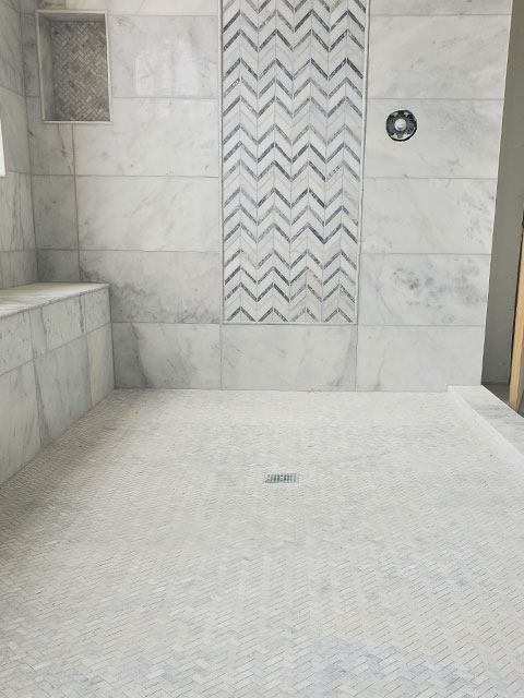 Tile installation project from Footprints Floors Metro Detroit.