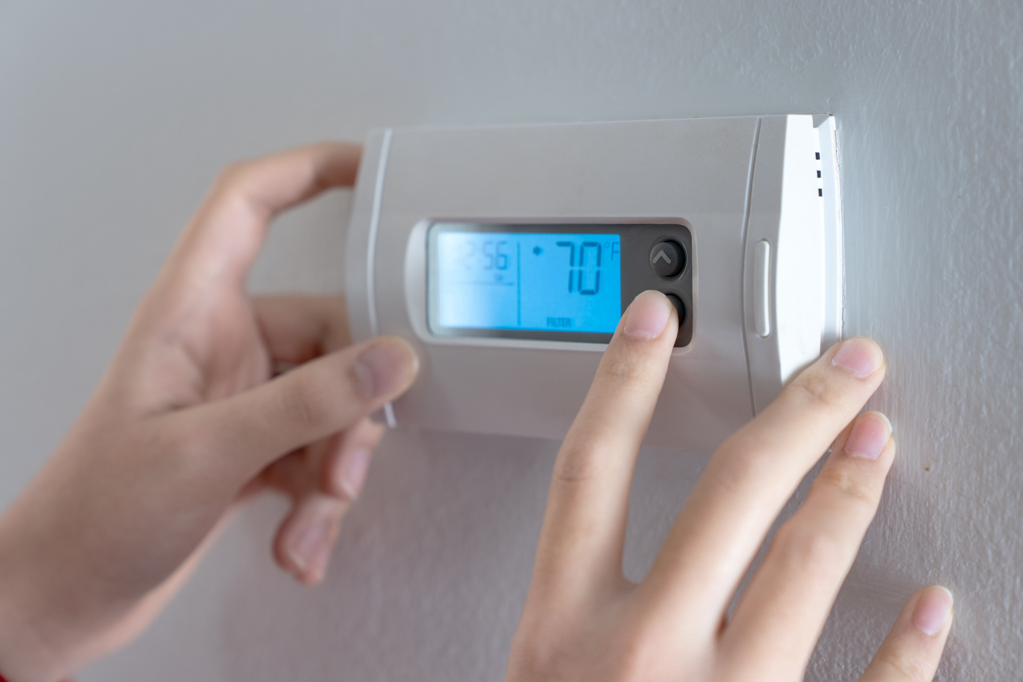 An image of a home thermostat - WyattWorks offers professional services for your hvac in Cleveland, OH. 