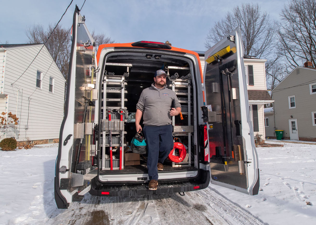 A WyattWorks provider leaving a company truck with state-of-the-art equipment.